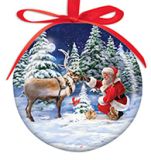 Ball Ornament - Santa And Reindeer