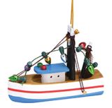 Wood Ornament - Shrimp Boat with Lights